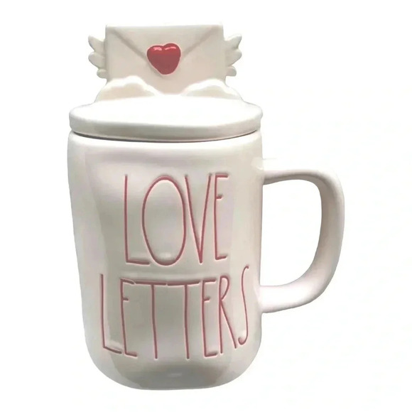 RAE DUNN by Magenta Artisan Love Letters Mug with Topper NEW - Picture 2 of 14